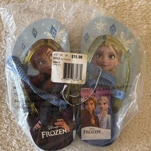 Disney Frozen Blue and Gold Flip Flops